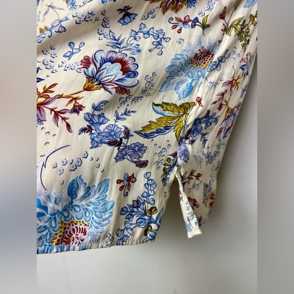 JOIE FLORAL SATIN BUTTON DOWN LIGHTWEIGHT SHORT SLEEVE BLOUSE TOP SIZE S/P - Picture 8 of 9